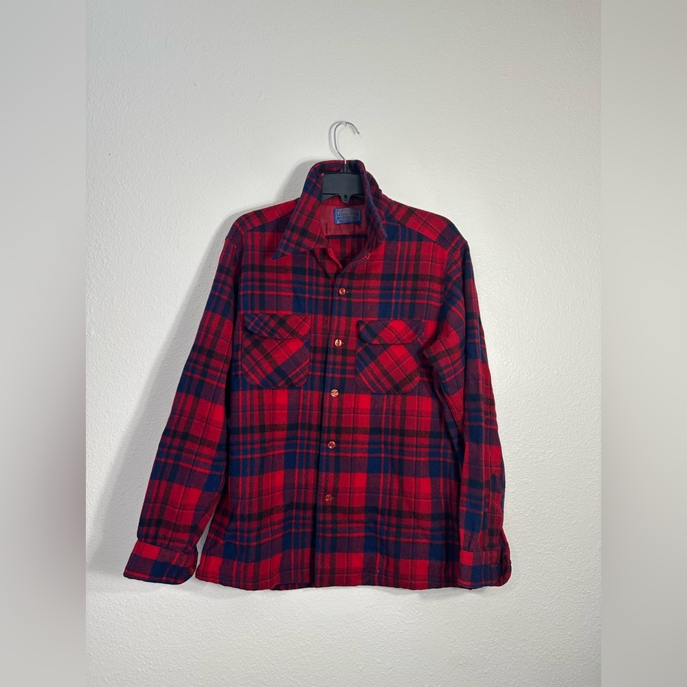 🌿Pendleton Woolen Mills Red Black Plaid Shirt Size Large